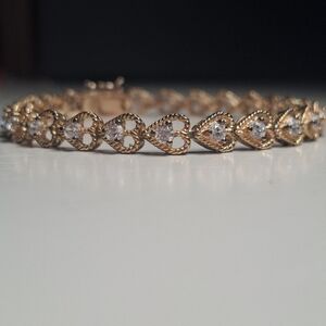 💖 Ross-Simons Gold Vermeil 925 Sterling Silver CZ Heart Tennis Bracelet
